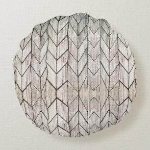 Grijze streep Geometric Black en White Rond Kussen