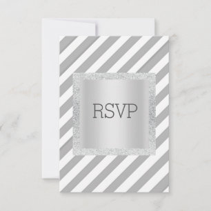 Grijze streep met zilverglitterstrip rsvp-kaart RSVP kaartje