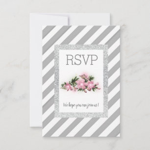 Grijze streep met zilverglitterstrip rsvp-kaart RSVP kaartje