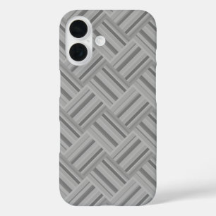 Grijze strepen diagonaal geweven patroon iPhone 16 hoesje