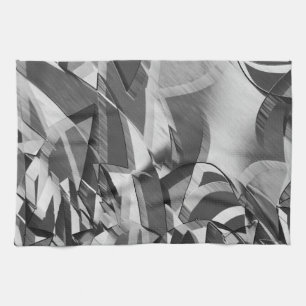 Grijze strepen op een zwart, drizzel afbeelding theedoek