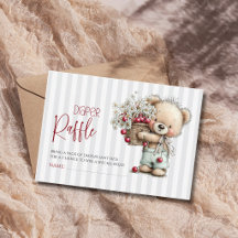 Grijze Strepen Teddy Daisy Baby Shower Luier Raffl