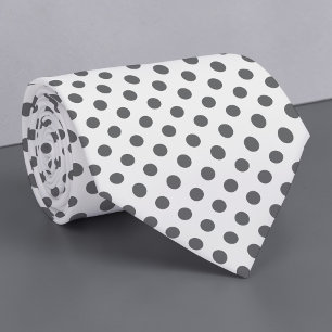 Grijze stropdas met witte mini polka stippen
