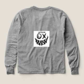 grijze t-shirt met lange mouwen en ontwerp
