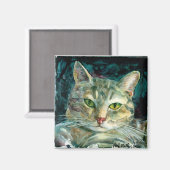 Grijze Tabby Cat Magnet Magneet (Voorkant / Achterkant)
