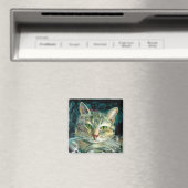Grijze Tabby Cat Magnet Magneet (Insitu (Vaatwasser))
