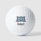 Grijze Tabby Cat Peking boven aangepaste naam Golfballen (Voorkant)