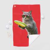 Grijze Tabby Disc Golfer Handdoek (Insitu)