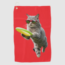 Grijze Tabby Disc Golfer Handdoek