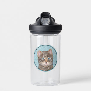 Grijze Tabby Kat Schilderij - Cute Originele Katte Waterfles