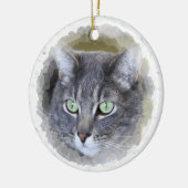 grijze tabby keramisch ornament (Links)