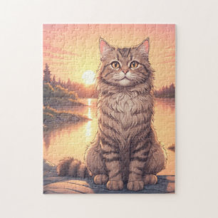 Grijze tabbykat legpuzzel