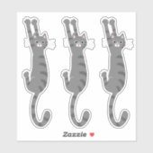 Grijze tabletkat ingeschakeld | Funny Grey Striped Sticker (Vel)