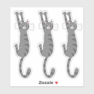 Grijze tabletkat ingeschakeld Funny Grey Striped Sticker