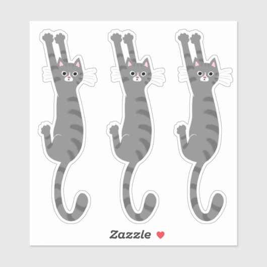 Grijze tabletkat ingeschakeld | Funny Grey Striped Sticker (Vel)
