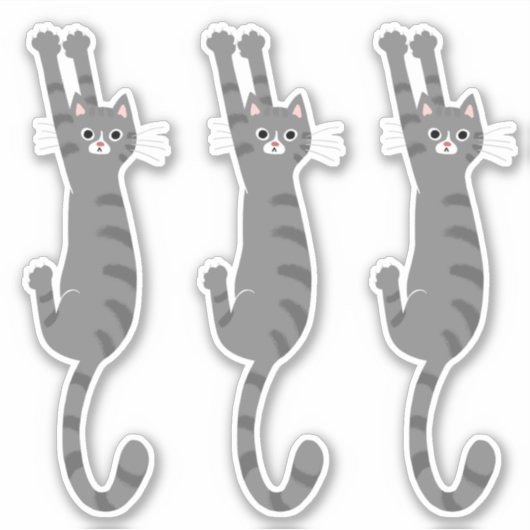Grijze tabletkat ingeschakeld | Funny Grey Striped Sticker (Voorkant)