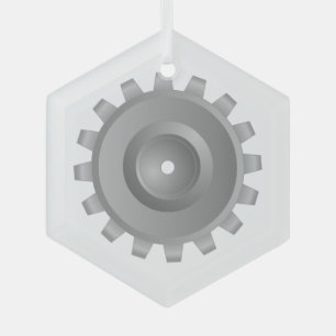 Grijze tandwielen glas ornament