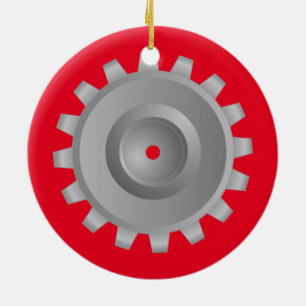 Grijze tandwielen keramisch ornament