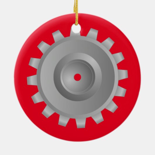 Grijze tandwielen keramisch ornament (Achterkant)