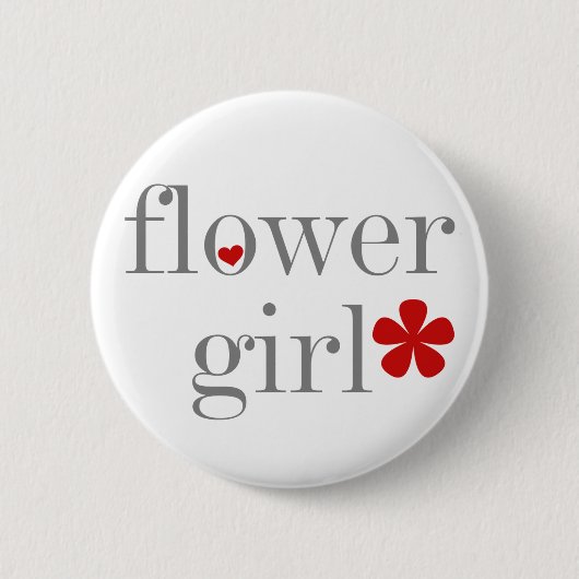 Grijze tekst Bloemenmeisje Ronde Button 5,7 Cm (Voorkant)