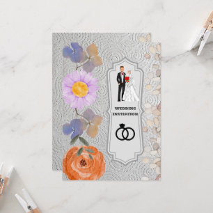 Grijze textuur Bloemen Islamitische bruiloft uitno Kaart