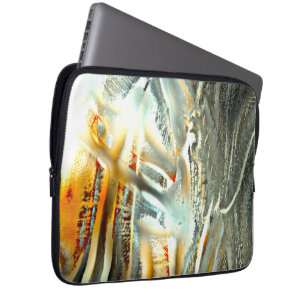 Grijze textuur die onderdelen brandt tot digitale laptop sleeve