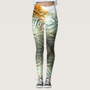Grijze textuur die onderdelen brandt tot digitale leggings