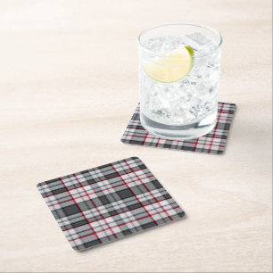 Grijze textuur tartan ruit vierkante kartonnen onderzetter