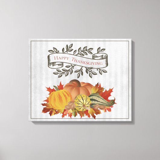 Grijze Thanksgiving Pompoenen en Squash Canvas Afdruk (Voorkant)