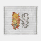 Grijze Thanksgiving Pompoenen en Squash Fleece Deken (Voorkant (Horizontaal))