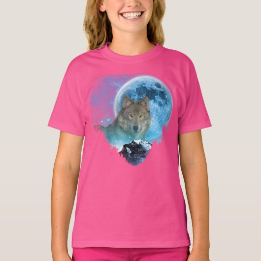 Grijze timber Wolf Full Moon Escape T-shirt (Voorkant)
