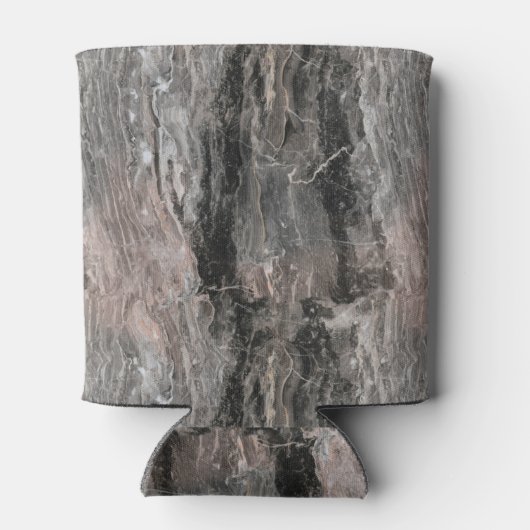 Grijze tinten Marmeren textuur Blikjeskoeler (Achterkant)