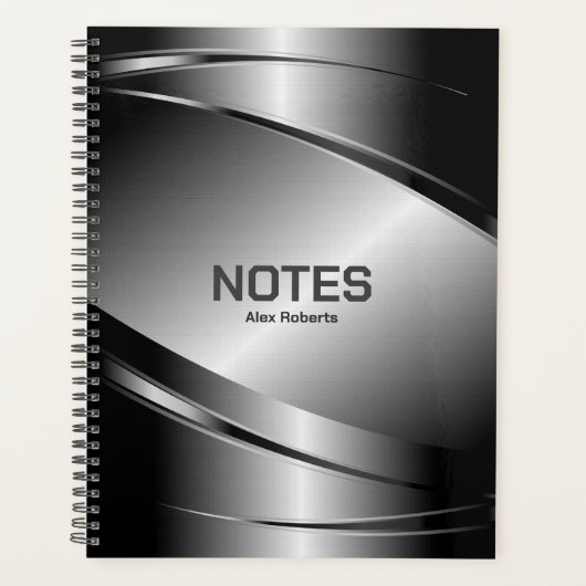 Grijze tinten Roestvrij staal Metaallook - Monogra Planner (Voorkant)