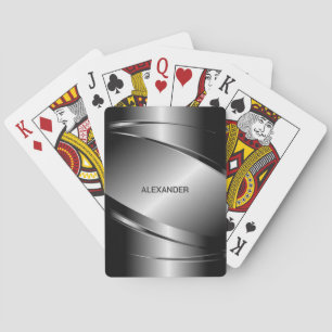 Grijze Tinten RVS Metalen Uiterlijk - Monogram Pokerkaarten