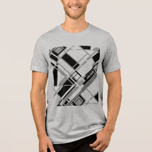 Grijze tinten Zwart Diagonaal Speelbord MCM Look Tri-Blend Shirt