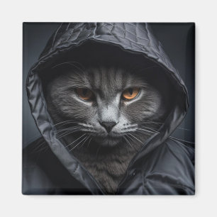 Grijze Tom Kat Dragen Hoodie Jacket Magnet Magneet