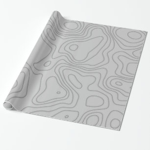 Grijze topografische lijnen verpakken cadeaupapier