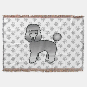 Grijze Toy Poodle Schattige Cartoon Hond Deken