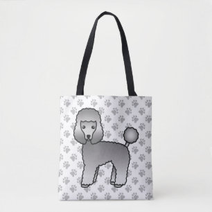 Grijze Toy Poodle Schattige Cartoon Hond Draagtas