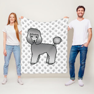 Grijze Toy Poodle Schattige Cartoon Hond Fleece Deken