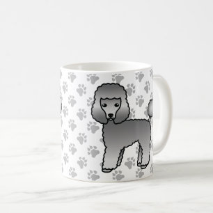 Grijze Toy Poodle Schattige Cartoon Hond Koffiemok