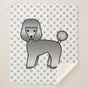 Grijze Toy Poodle Schattige Cartoon Hond Sherpa Deken