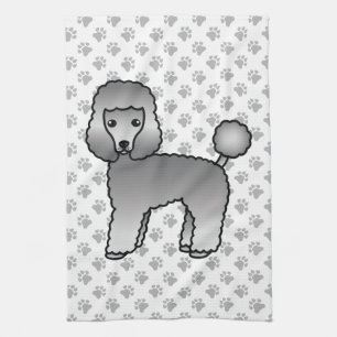 Grijze Toy Poodle Schattige Cartoon Hond Theedoek