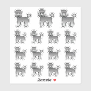 Grijze Toy Poodle Schattige Cartoon Honden Sticker