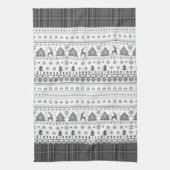 Grijze traditionele Scandinavische Kerstmis Theedoek (Verticaal)