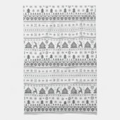 Grijze traditionele Scandinavische Kerstmis Theedoek (Verticaal)