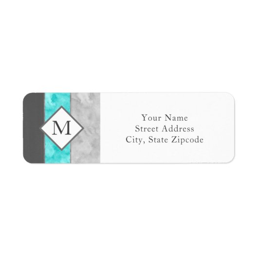 Grijze turquoise Block Stripes Etiket (Voorkant)