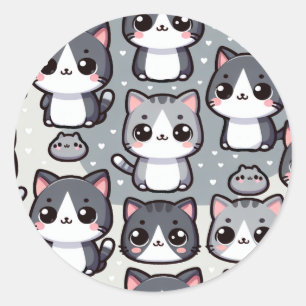 Grijze Tuxedo Katten Ronde Sticker