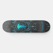 Grijze Uil Cool Modern Op Maat Gemaakte Naam Skateboard (Horizontaal)