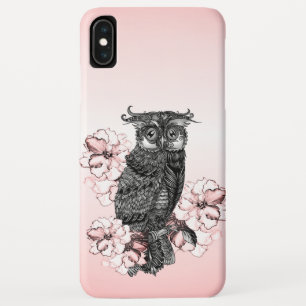 Grijze Uil Roze Orchideeën iPhone XS Max Hoesje